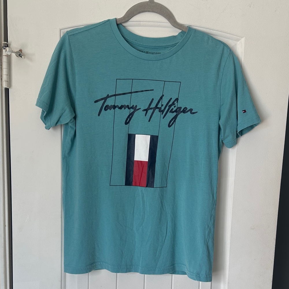Tommy Hilfiger Kid Boy Teal Graphic Logo T-Shirt